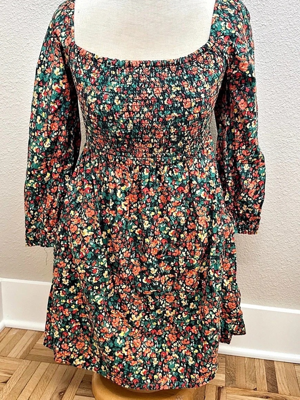 Crewcuts by J.Crew Girls Floral Long Sleeve Smocked Dress Size 8 Fall Autumn